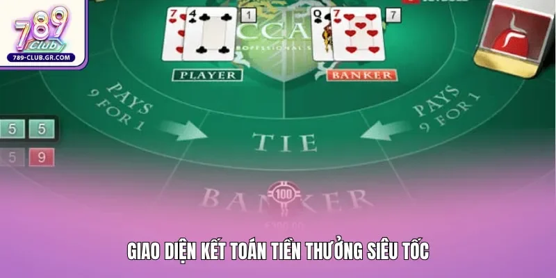 Giao diện kết toán tiền thưởng siêu tốc của sảnh game bài trực tuyến