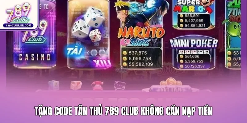 Banner thông báo chương trình tặng code tân thủ 789 club không cần nạp tiền